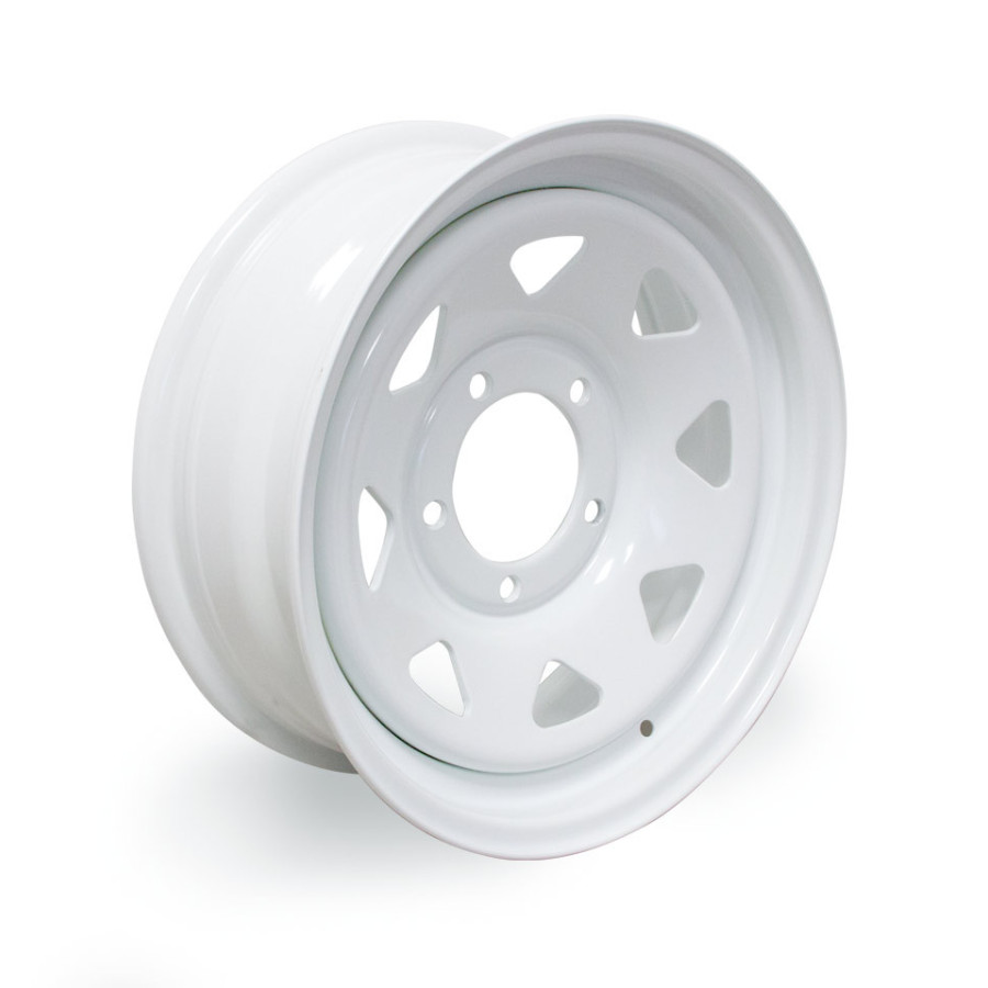 White OFFROAD triangular steel wheel rim 6x16'' Suzuki Santana