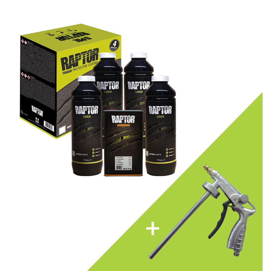 Kit 4 botellas Raptor blancas + pistola ajustable