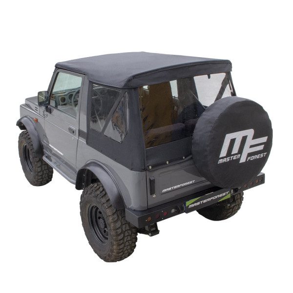 Lona MF modular preta 4X4 Suzuki Santana Samurai + tampa da roda sobressalente