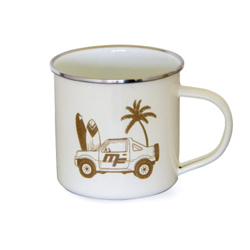 MF Jimny enamel mug, "beach exploration"